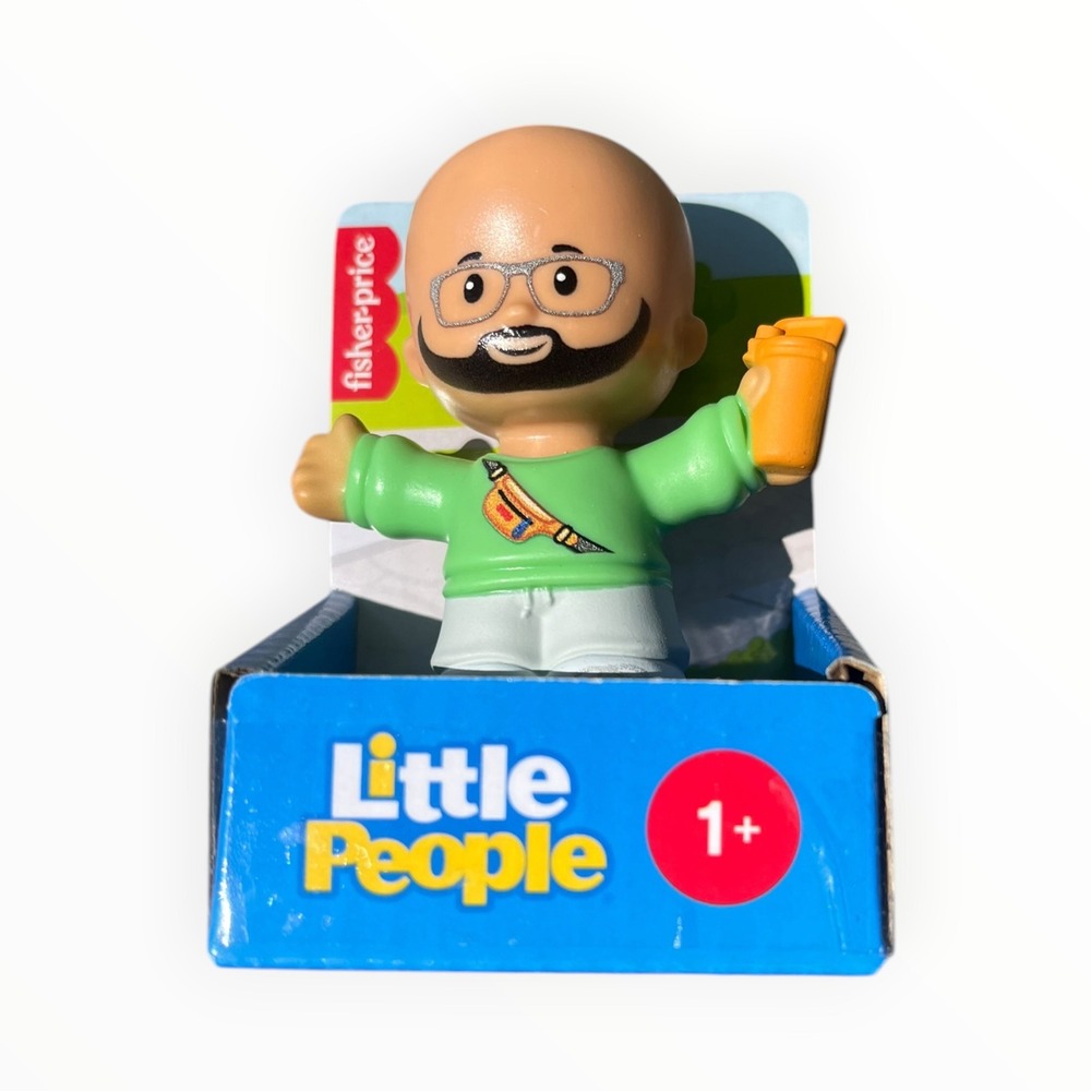 Fisher-Price Little People Figure Bald Man with Beard Glasses Fanny Pack JBD47
